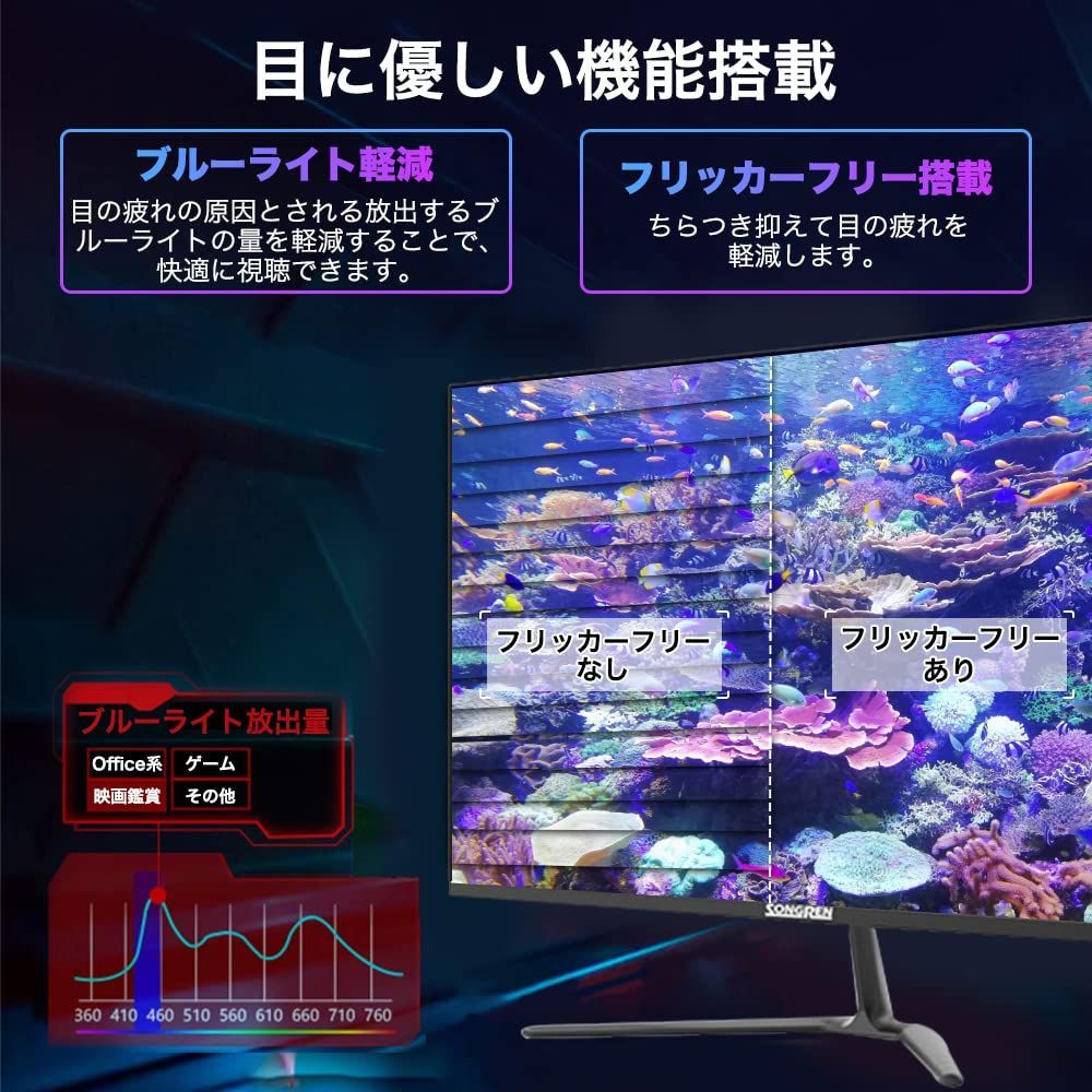 32インチ フルHD 超薄型 大画面 HDMI VGA対応 75HZ モニター 2ms応答