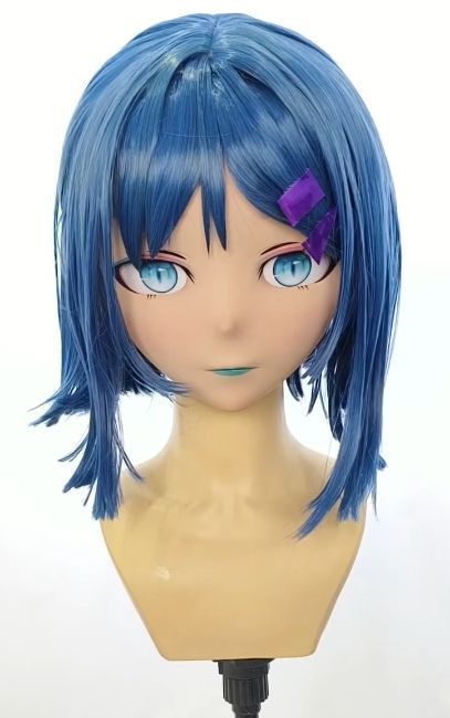 3|4マスク カツラ付き NO.2 フルマスク ドール ヘッドロリータ人形 コスプレ 変身 仮装 着ぐるみ 二次元