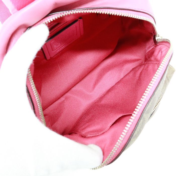 美品 COACH コーチ シグネチャー F58315 リュック ピンク コーチ COACH ミニ リュック PVC / レザー シグネチャー F58315