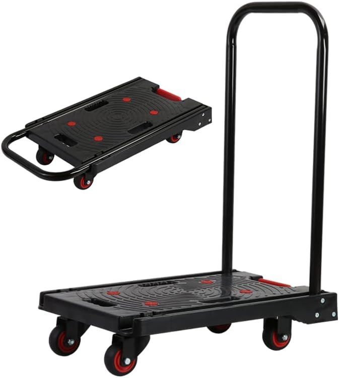 Uholan 折りたたみ台車 式カート (60*39CM)コンパクト 軽量 耐荷重150kg 家族旅行荷物の運搬 平台車 ブラック黑