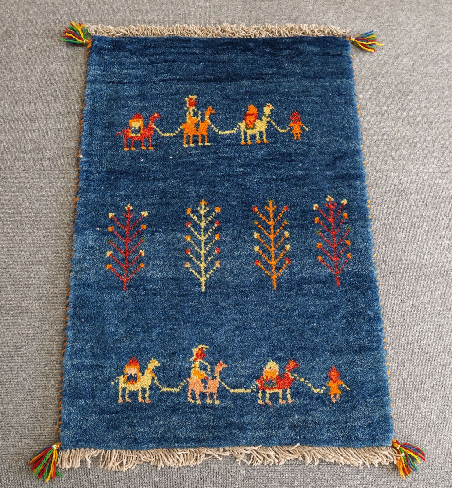 ギャッベ ペルシャ絨毯 89X66cm ギャベ 玄関マット 手織り ラグ 絨毯手織り