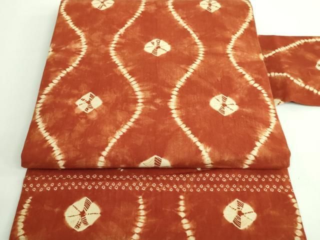 平和屋着物 上 岩手の匠 草紫堂 南部絞り 茜染 九寸名古屋帯 立涌文 綿 DZAA9341kh5