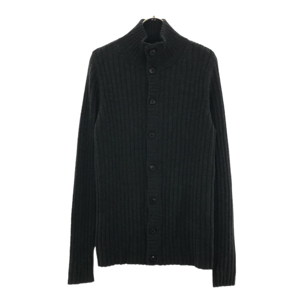 イージーバイゼニア ウール 長袖 リブニット カーディガン L ダークグレー E.Z BY ZEGNA メンズ 古着 【240417】