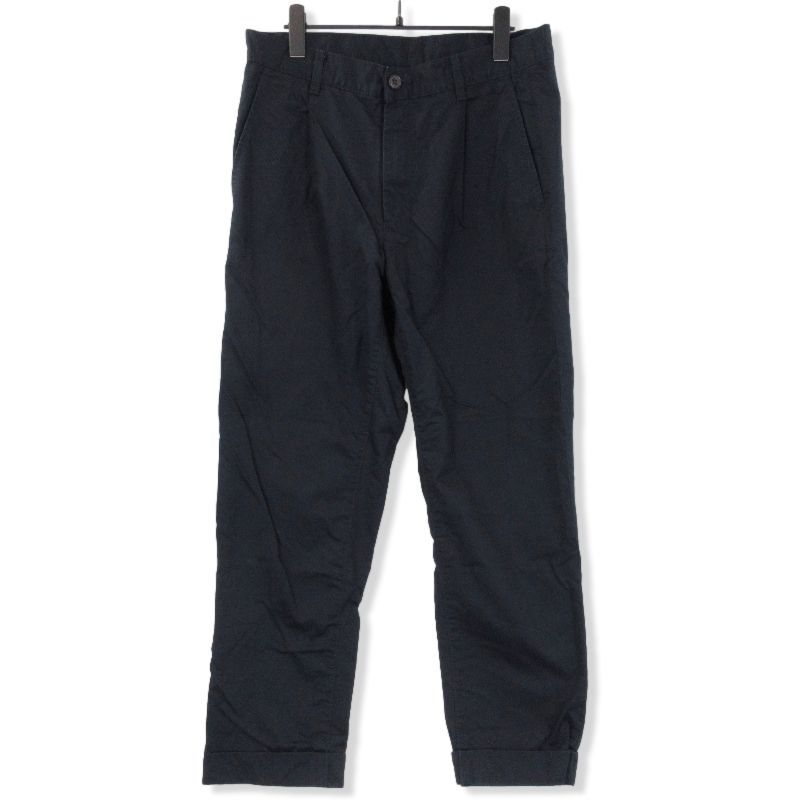 BEAMS PLUS ビームスプラス トラウザー 38-23-0111874 1 Pleat 80/3 Twill ワークパンツ コットン 裾ダブル 日本製 ネイビー M 71009534