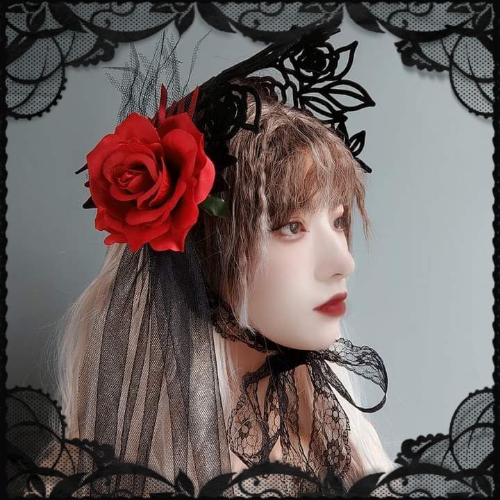 レースヘッドドレス ボンネット ロリータ コスプレ ゴスロリ