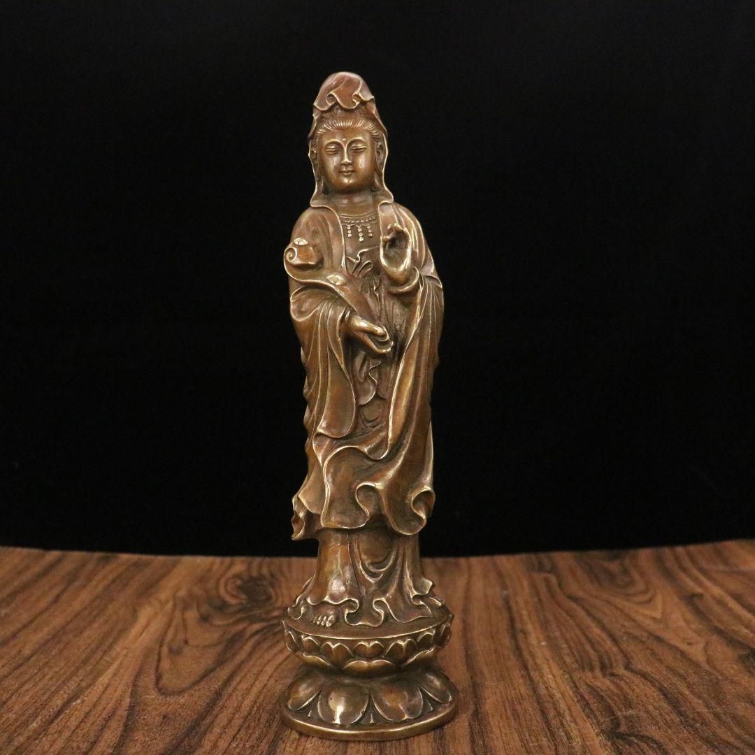 仏教美術 仏像 観音菩薩様 小仏像 銅製 銅器 - メルカリ