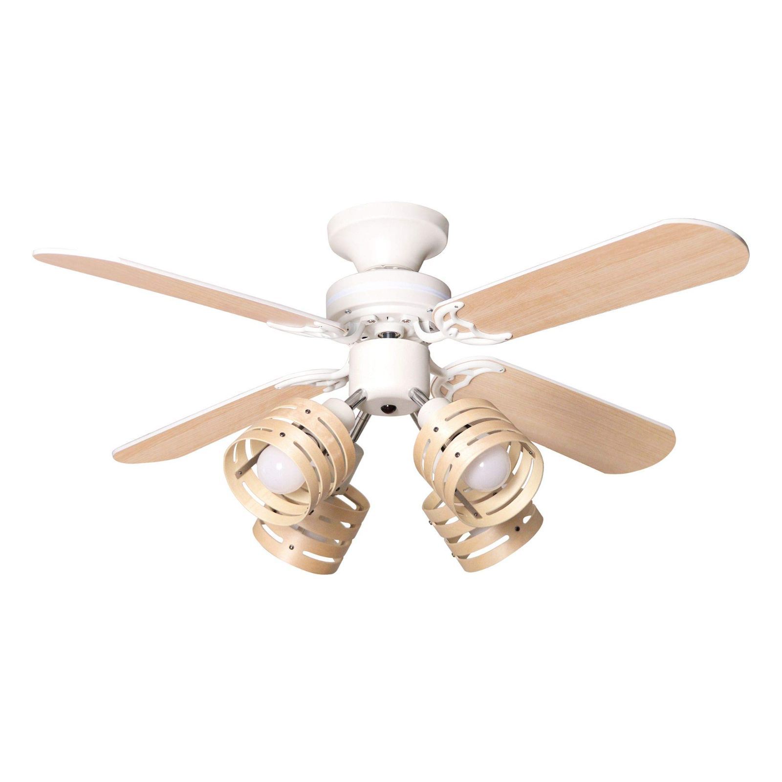 天井照明 風量調節 省エネ 天井ファン LED対応 冷暖房効果 リモコン式 日本語説明書付き リバーシブル ブラウン 照明 (ホワイト) シーリングファンライト