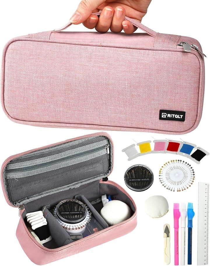 RITALT 裁縫セット 裁ちばさみなし ソーイングセット 大人 小学生 女の子 男の子 小学校 裁縫道具セット(ピンク)