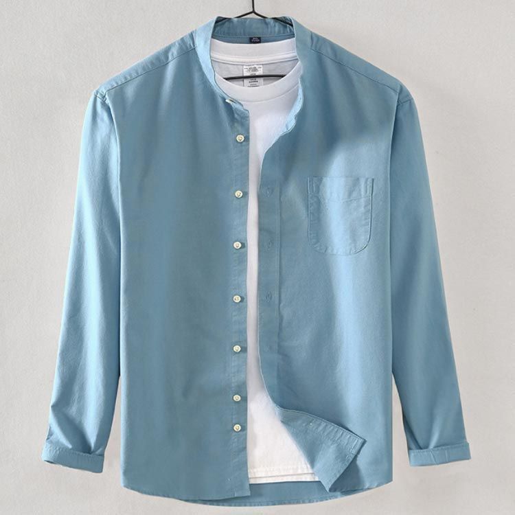 スタンド 無地シャツ メンズ トップス シャツ 立ち襟シャツ オックスフォードシャツ 長袖シャツ 大きサイズ 春 秋 フォーマル バンド シャツ 大きいサイズ ビジネス conne596801