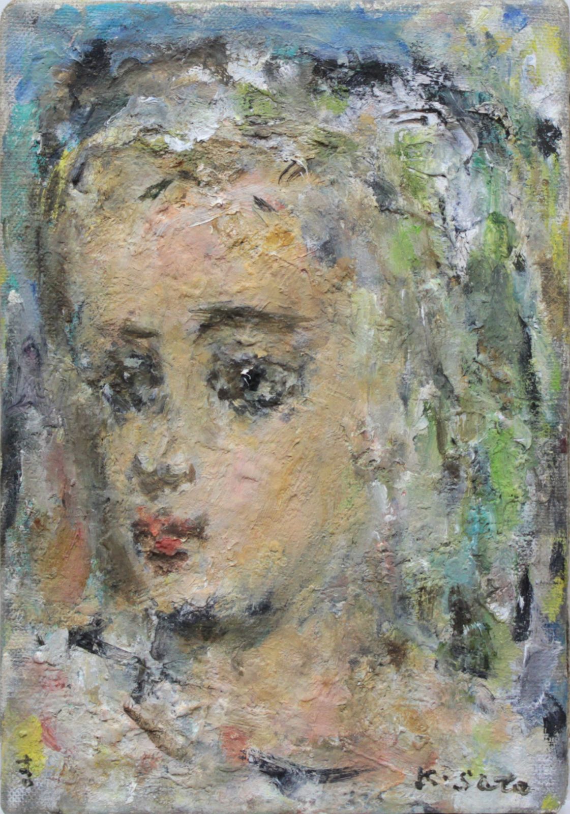 佐藤吉五郎　油彩画『少女』 佐藤吉五郎『少女』油彩画 絵画 - メルカリ