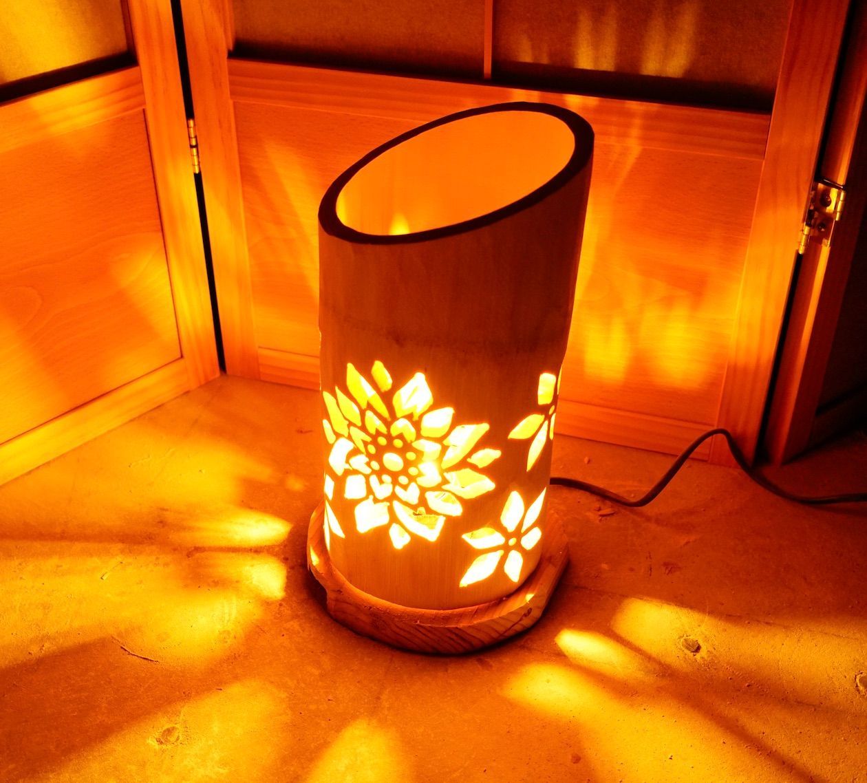 ◆全面彫◆竹灯り・竹あかり・竹灯籠 ～～ 癒しの灯り ★光溢★～～