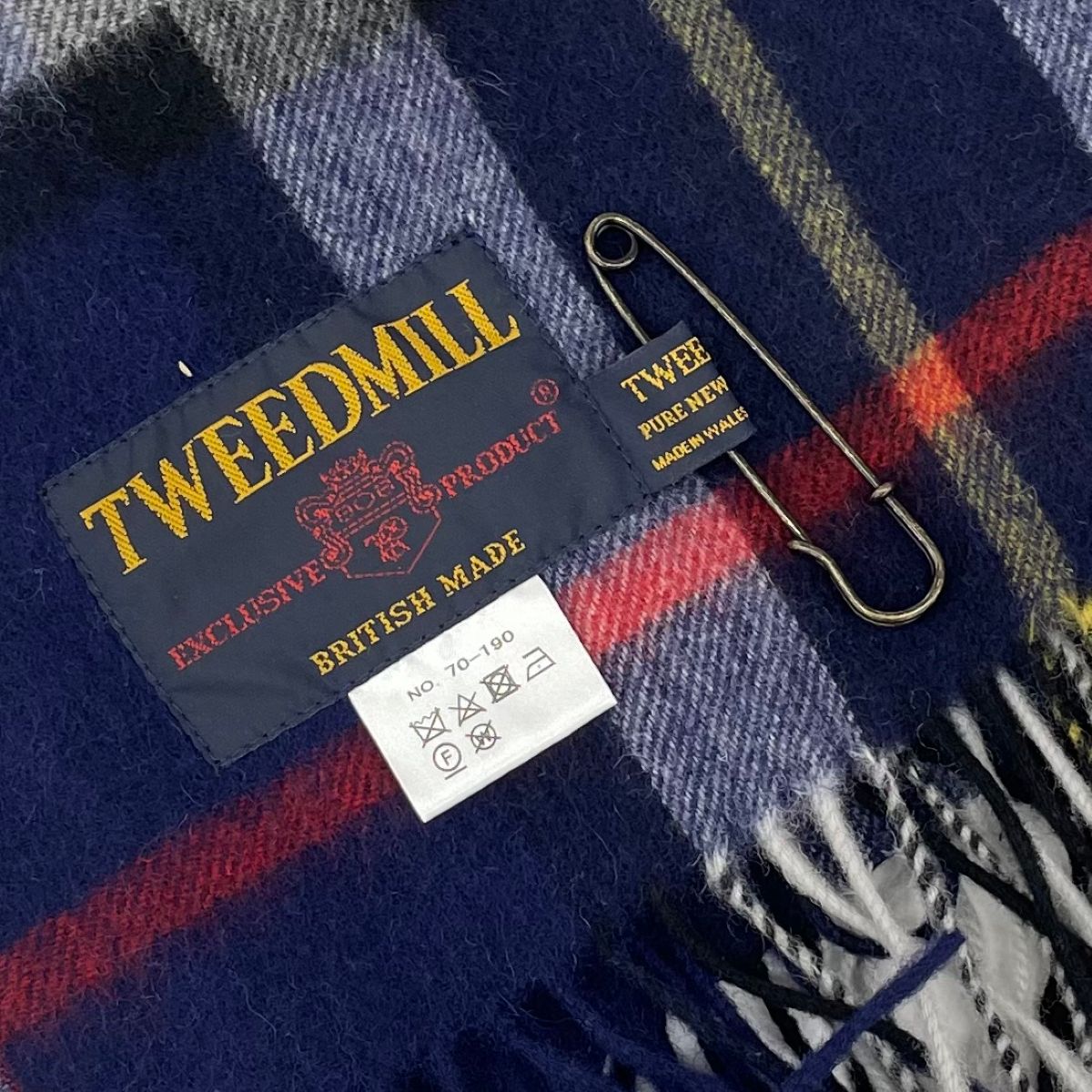 新品　ツイードミル　TWEEDMILL ネイビー ブランケット ラスト1枚】Tweedmill (ツイードミル)ウールブランケット 大判
