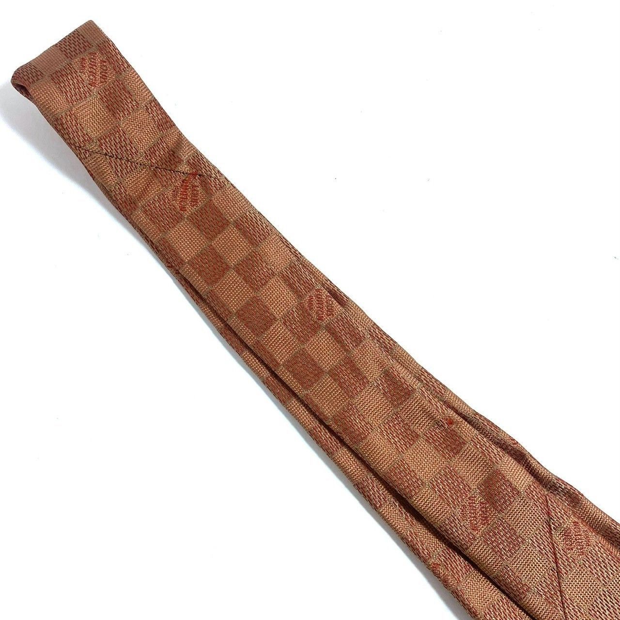 ルイヴィトン Louis Vuitton ネクタイ シルク オレンジ系 ダミエ LOUIS VUITTON】ネクタイ SILK/シルク 100% クラヴァット ダミエ