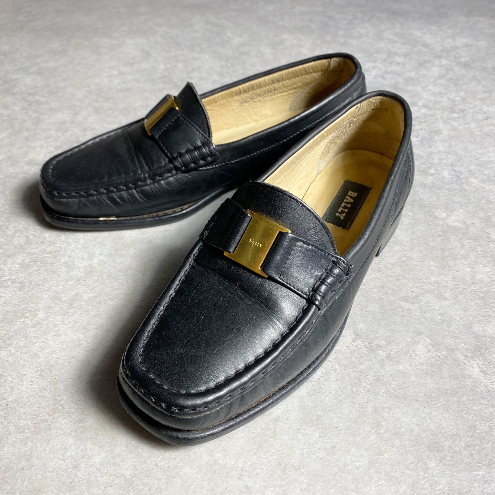 ☆BALLY/イタリア製/本革 刻印メタルディテール レザー モカシン 