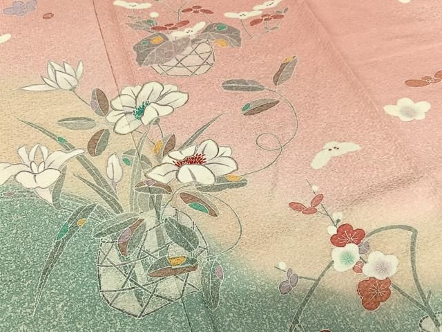 平和屋着物○新匠工芸士会会員 吉田匡廣 訪問着 刺繍 飾花文 枝梅 暈し  