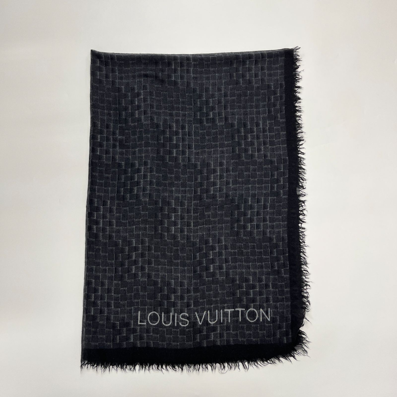 中古】LOUIS VUITTON ルイヴィトン ストール シルク カシミヤ ブラック  