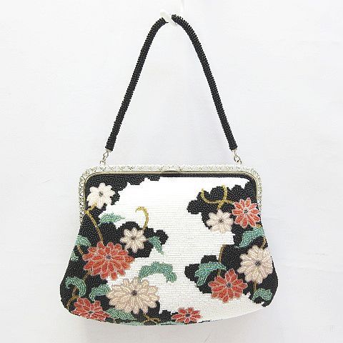 美品 タグ付き Honney ビーズバッグ 和装バッグ ハンドバッグ 花