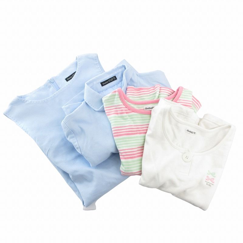 ベベ bebe 子ども服 4点セット Tシャツ ワンピース 鹿の子 ボーダー柄 130 水色 ライトブルー /JS GY14