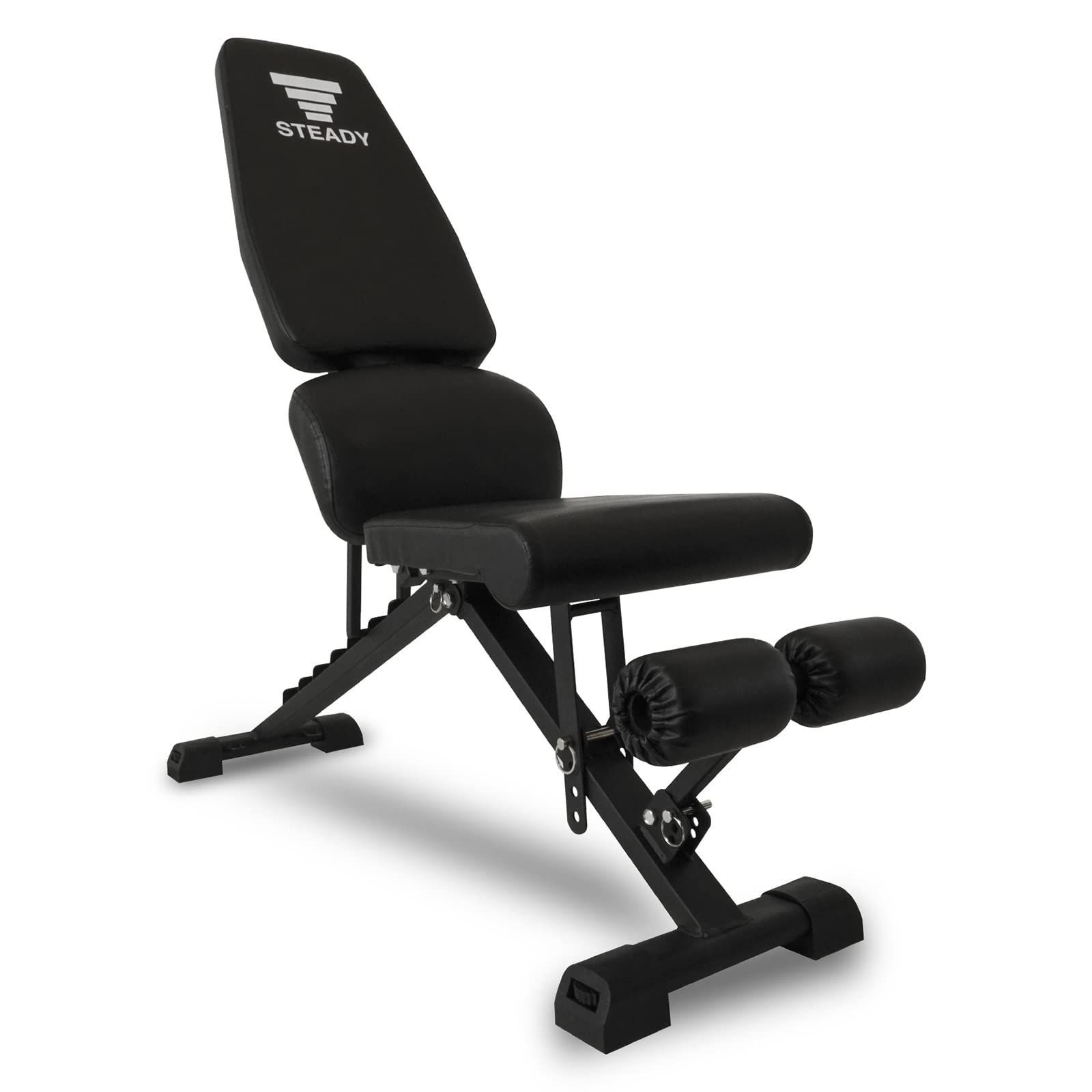 STEADY トレーニングベンチ耐荷重330kg 腰保護パッド折りたたみ Amazon.co.jp: STEADY トレーニングベンチ【耐荷重330kg/背面×座