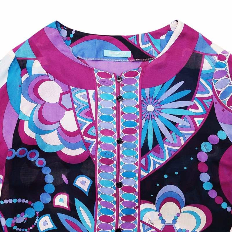 エミリオプッチ EMILIO PUCCI 美品 プッチ柄 チュニック ブラウス