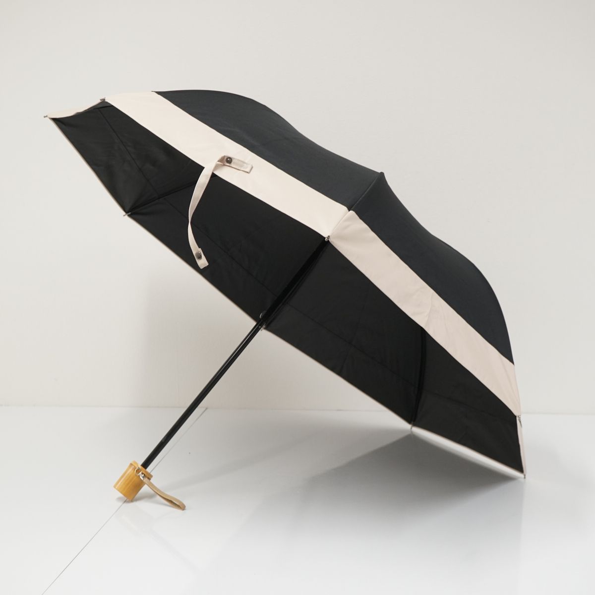 完全遮光折日傘 芦屋ロサブラン USED美品 2段折 コンビ ブラック 