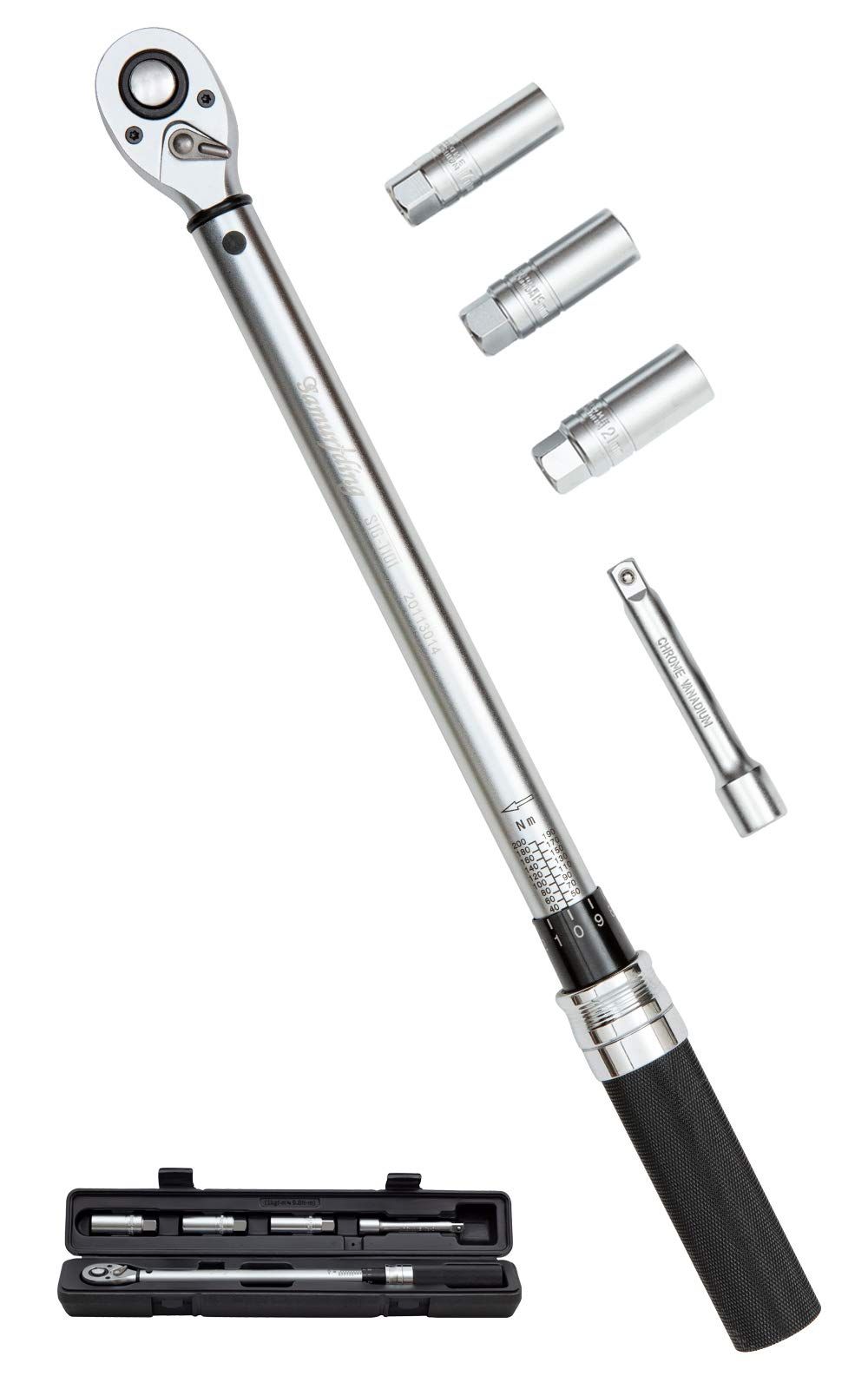 ロックリング 高視認性目盛り 台湾製 Samuriding トルクレンチ 自動車 タイヤ交換 12.7mm 1 2インチ 薄口ロングソケット付 40-200N m ブラック