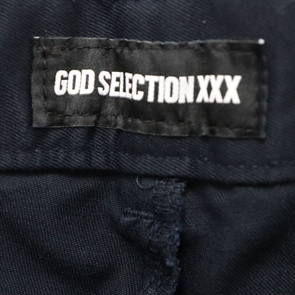 GOD SELECTION XXX (ゴッドセレクショントリプルエックス) 刺繍 ロゴ ハーフ パンツ ネイビー