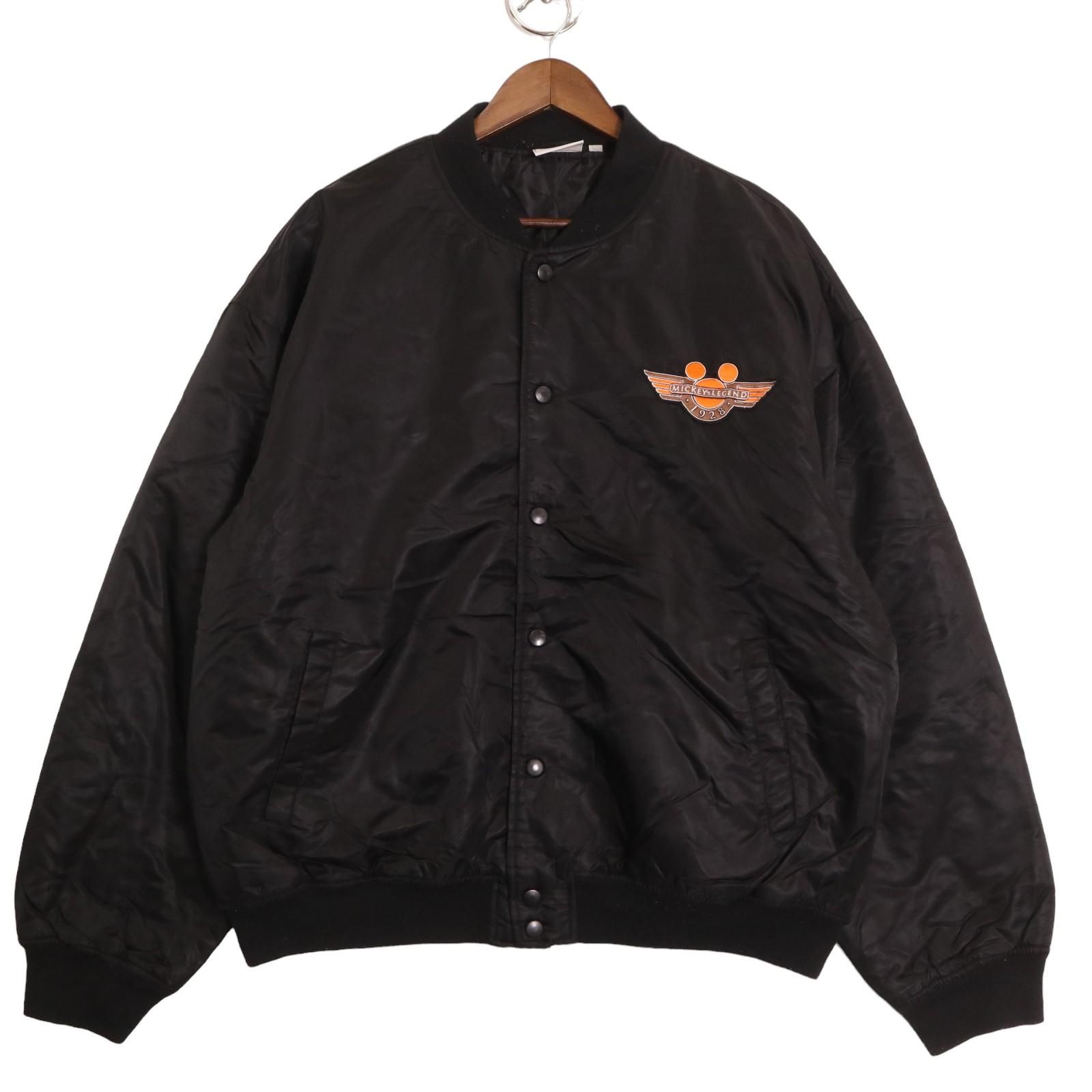 90年代 Disney ディズニー Disney Resort Paris スタジアムジャケット ブラック (メンズ XXL) 中古 古着 A0796 90年代 Disney ディズニー Disney Resort Paris スタジアムジャケット