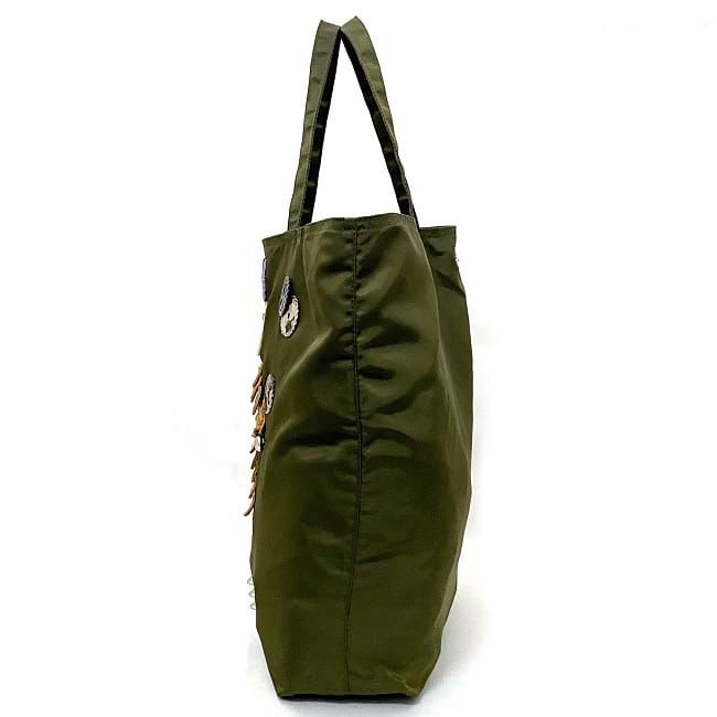 プラダ トートバッグ カーキ マルチカラー ロボット ナイロン レザー