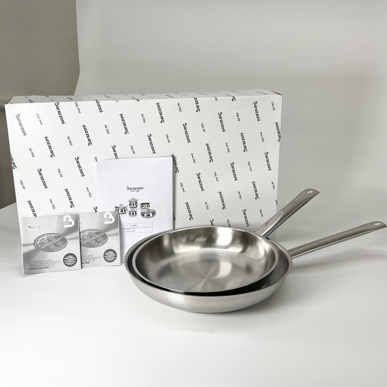 52-738 Barazzoni IH対応 フライパン 2点セット 24cm 28cm 8120