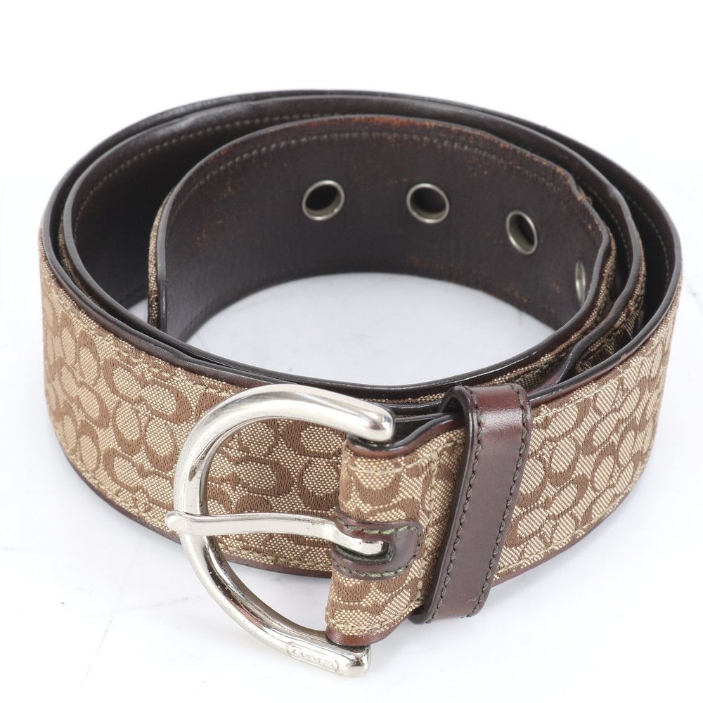 COACH BELT コーチ ミニシグネチャー ベルト3977 キャンバスレザー 美品 コーチ ミニ シグネチャー キャンバス レザー ベルト 3977
