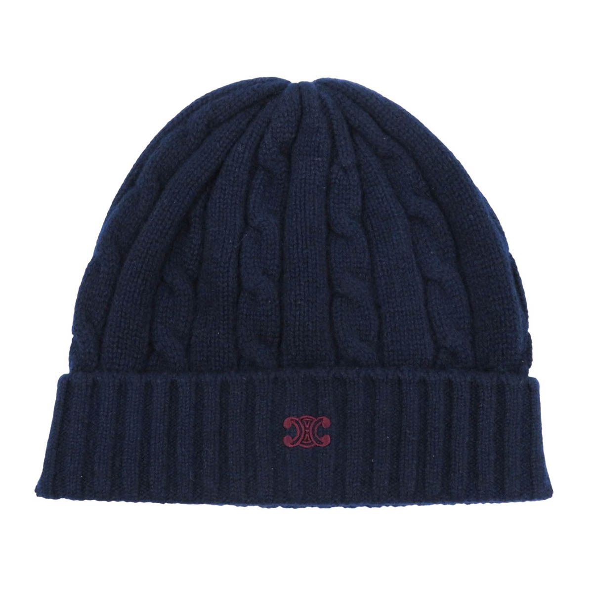 セリーヌ トリオンフ カシミヤ ニット キャップ 2AE0L362W ユニセックス ネイビー CELINE アパレル 小物