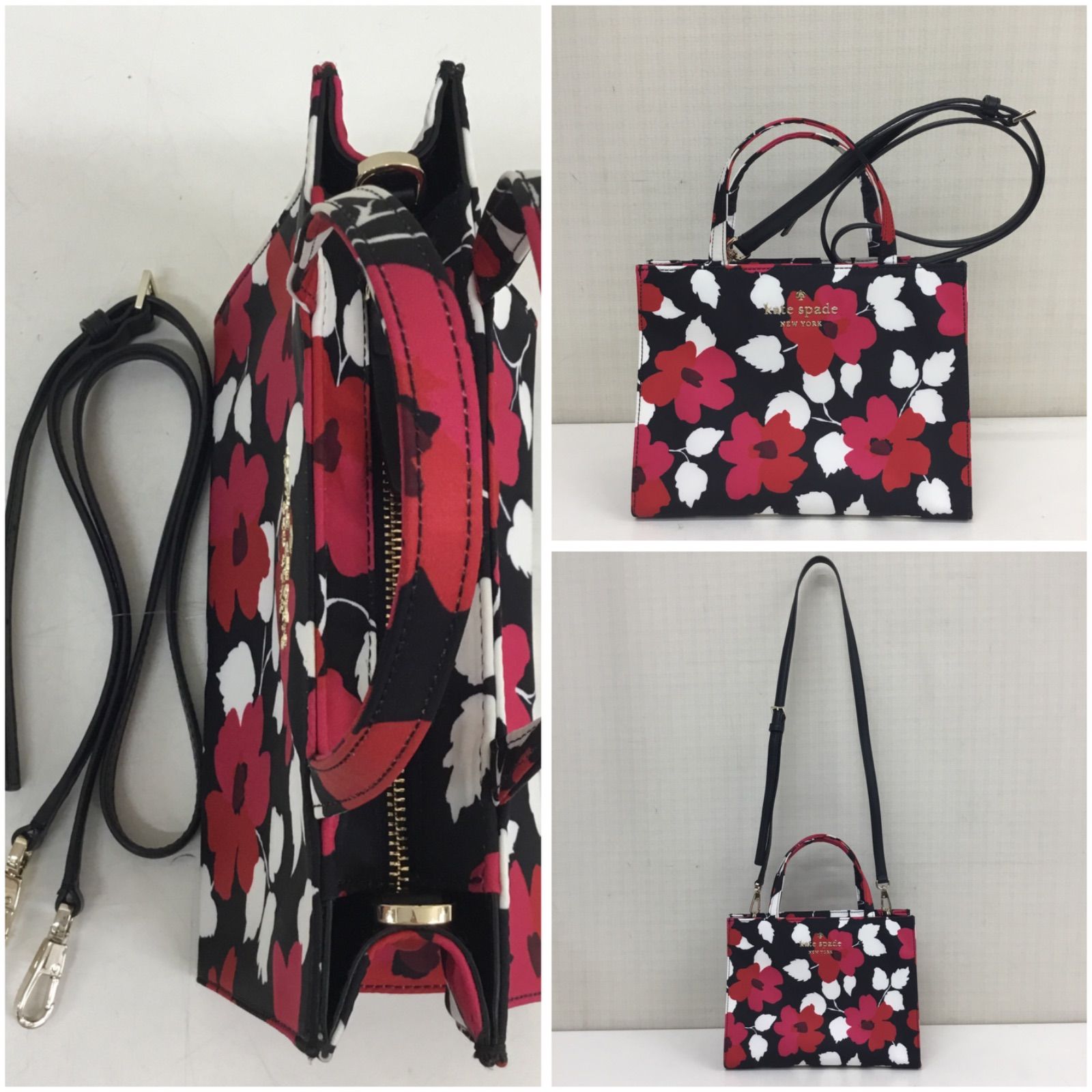 美品【ケイトスペード☆かごバッグ】巾着花柄☆ショルダー 