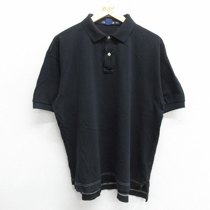 XL/古着 ノーティカ 半袖 ブランド ポロ シャツ メンズ 90s ワンポイントロゴ 鹿の子 大きいサイズ コットン 黒 ブラック 24jul02 中古 ト