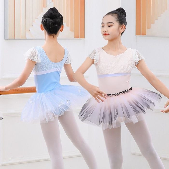 バレエ レオタード 子供 2点セット きらきら チュール レース チュールスカート スカート フレアスカート 上下セット 子ども ジュニア キッズ こども おしゃれ レッスン 練習着 シンプル 可