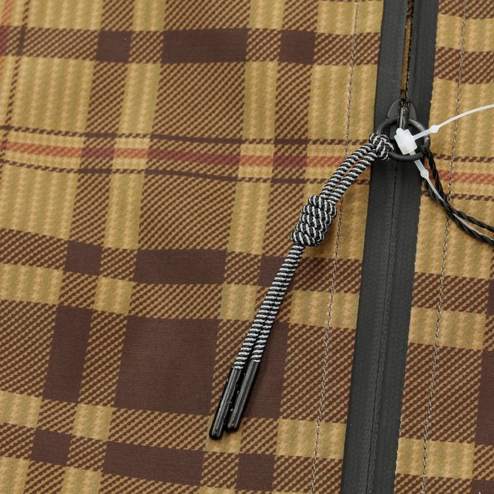 【新品】バグッタ Bagutta ポリエステル チェック ジップアップ シェルジャケット ベージュxオリーブxダークブラン【サイズL】【メンズ】-6