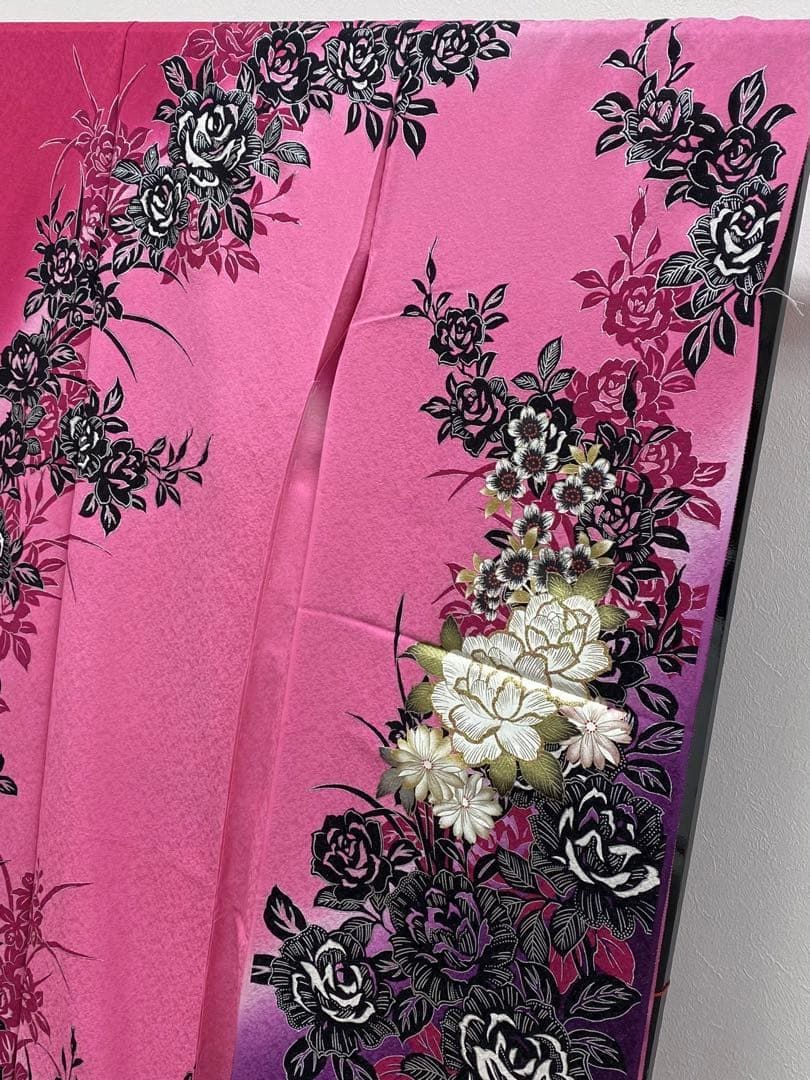 振袖 仮絵羽 舞台衣装 銀通し 金彩 グリッター箔 正絹 未仕立て品 八掛