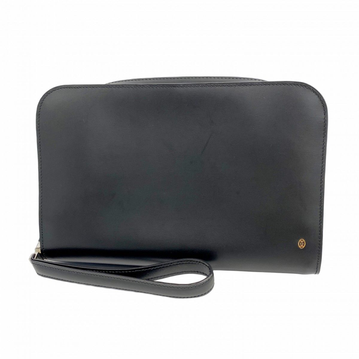 5md3899 カルティエ クラッチバッグ パシャ レザー ブラック シルバー金具 メンズ