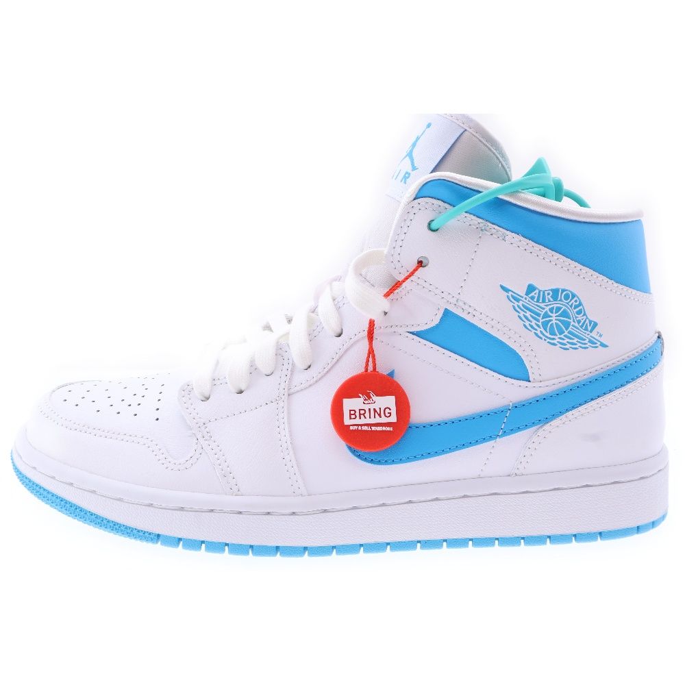 NIKE (ナイキ) WMNS AIR JORDAN 1 MID POWDERBLUE エアジョーダン 1 ミッド パウダーブルー ノースカロライナ ハイカットスニーカー レースアップ BQ6472-114 US10/27cm