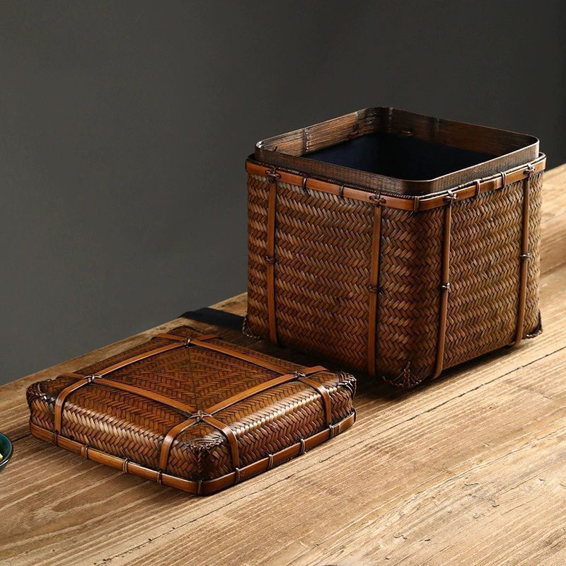 提籃籠 竹編細工籠 工芸品 竹工芸 茶道具籠 竹製 茶器 収納箱