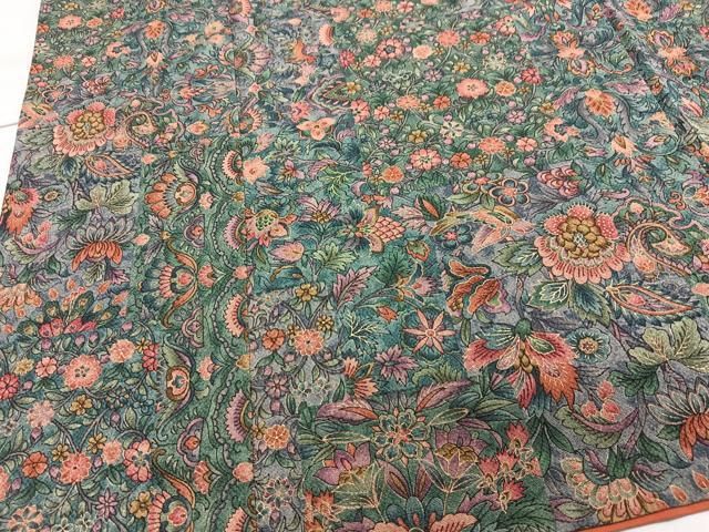 平和屋着物□上質な小紋 更紗花文 鬼しぼ縮緬 正絹 逸品 CAAV8026xe