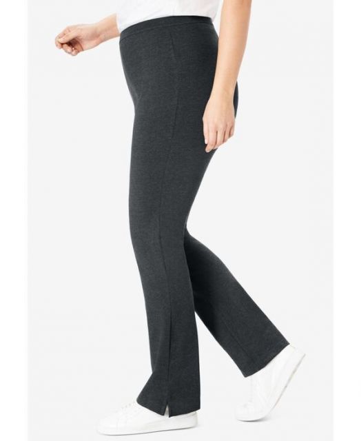 ウーマン ウィズイン レディース レギンス ボトムス Plus Size Within Stretch-Cotton Knit Pull-On Bootcut Leggings Heather charcoal DECORATOM_COM_BR