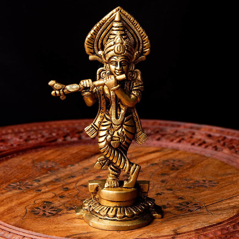 クリシュナ像 金属製 約15.5cm ー インドの小さな神さま ー クリシュナ