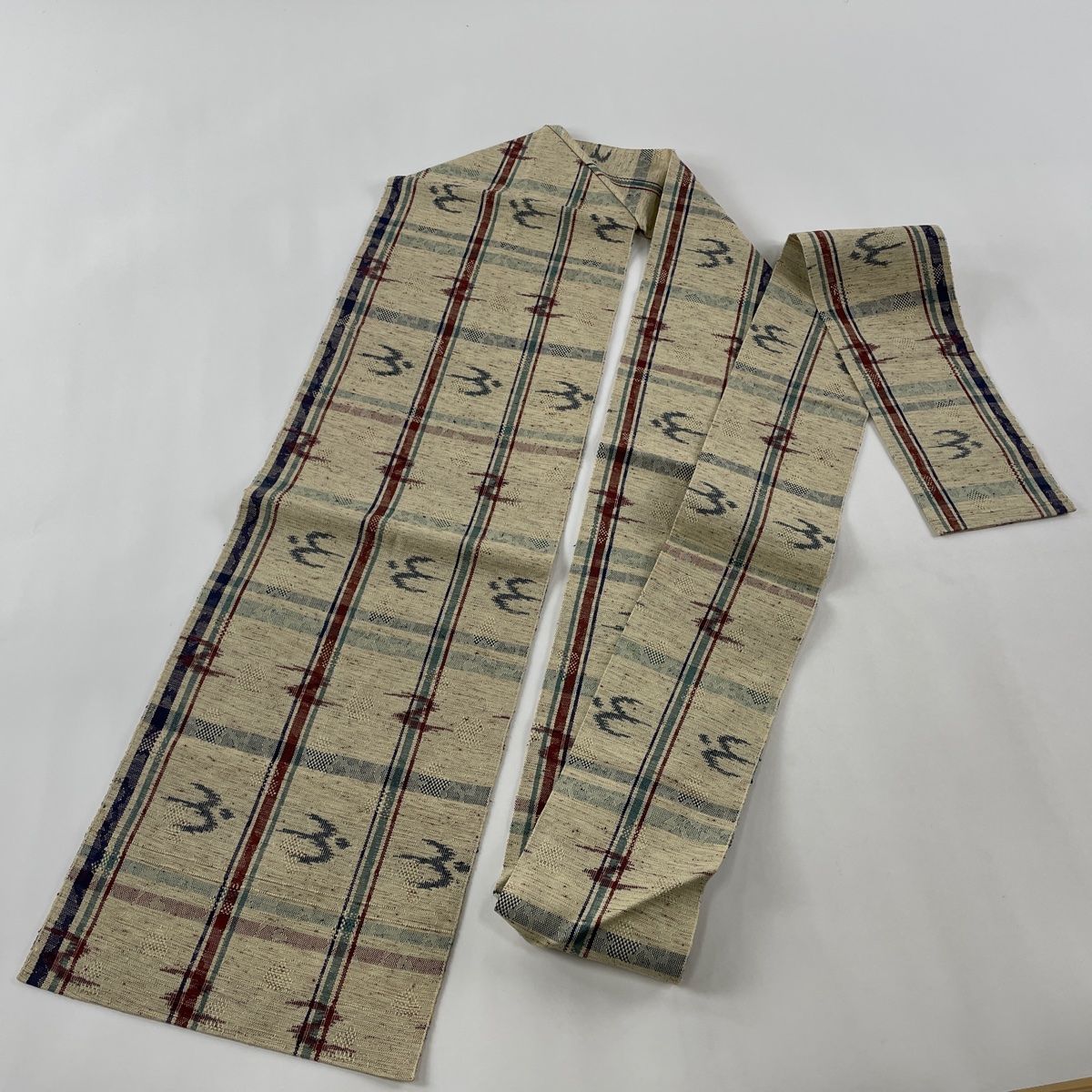 名古屋帯 秀品 紬地 燕 格子 ベージュ 正絹 【中古】 - メルカリ