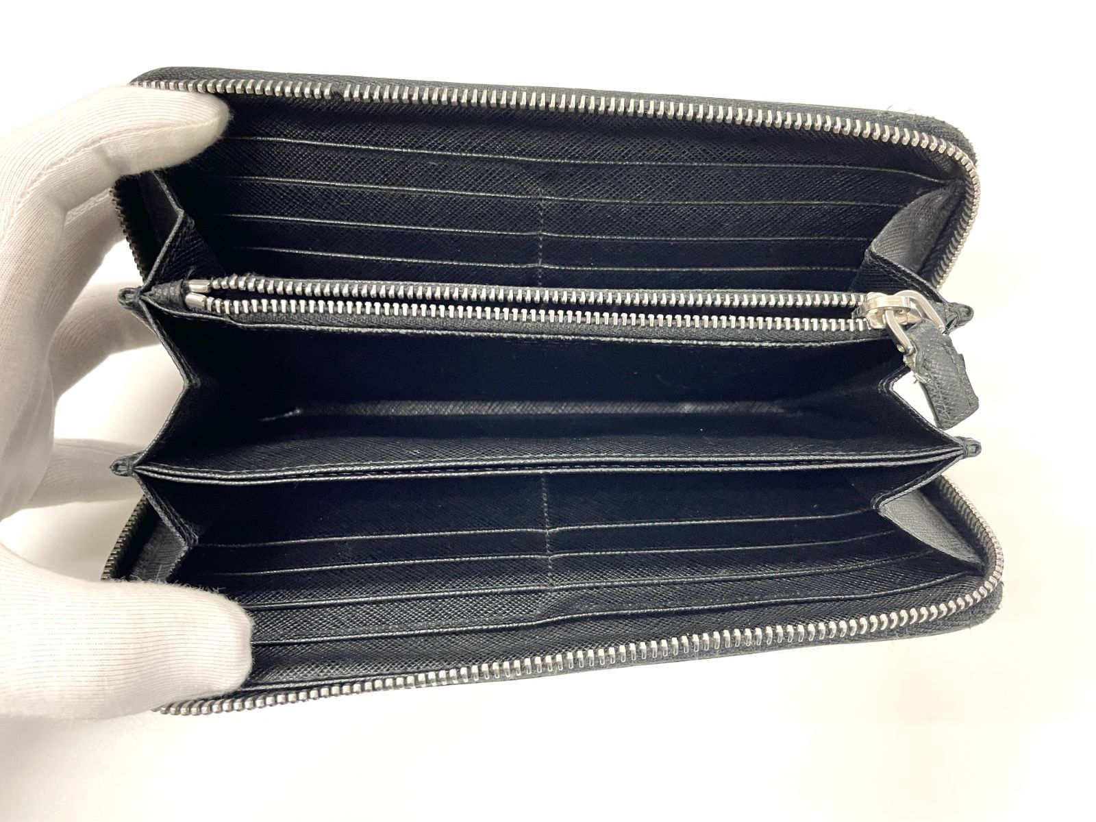 PRADA プラダ　長財布　ラウンドファスナー　サフィアーノ　レザー　黒　45 良品】PRADA プラダ 長財布 ラウンドファスナー サフィアーノ
