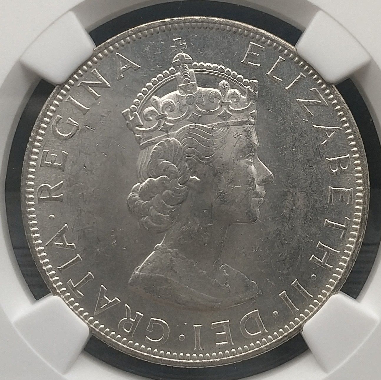1964年 イギリス領 バミューダ エリザベス2世 クラウン銀貨 NGC MS61