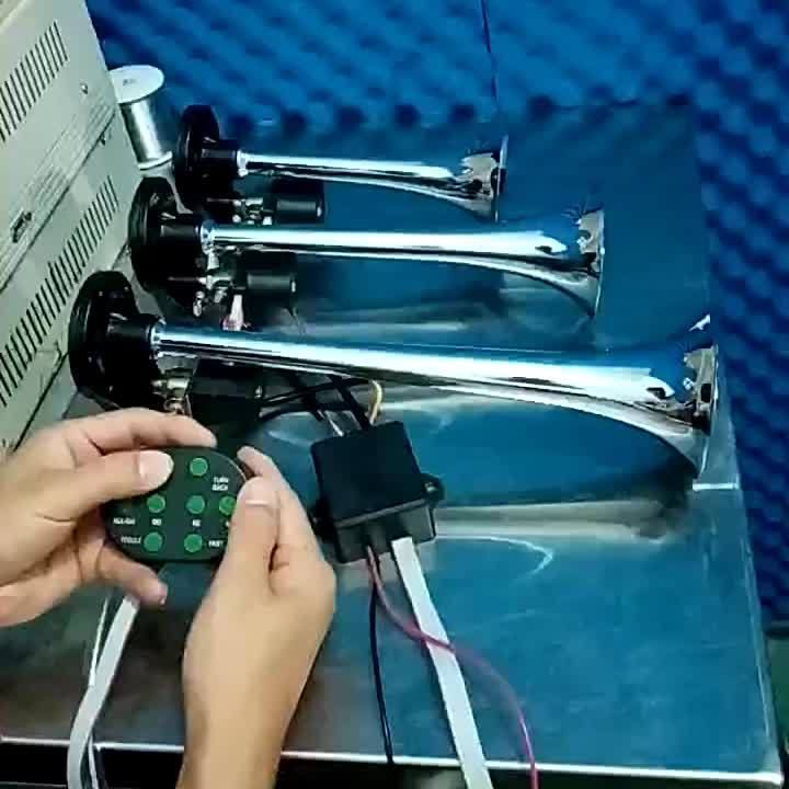 オートバイ用の8種類のユニークな音色を備えた3チューブ音楽エアホーンキット 12V|24Vクロム製