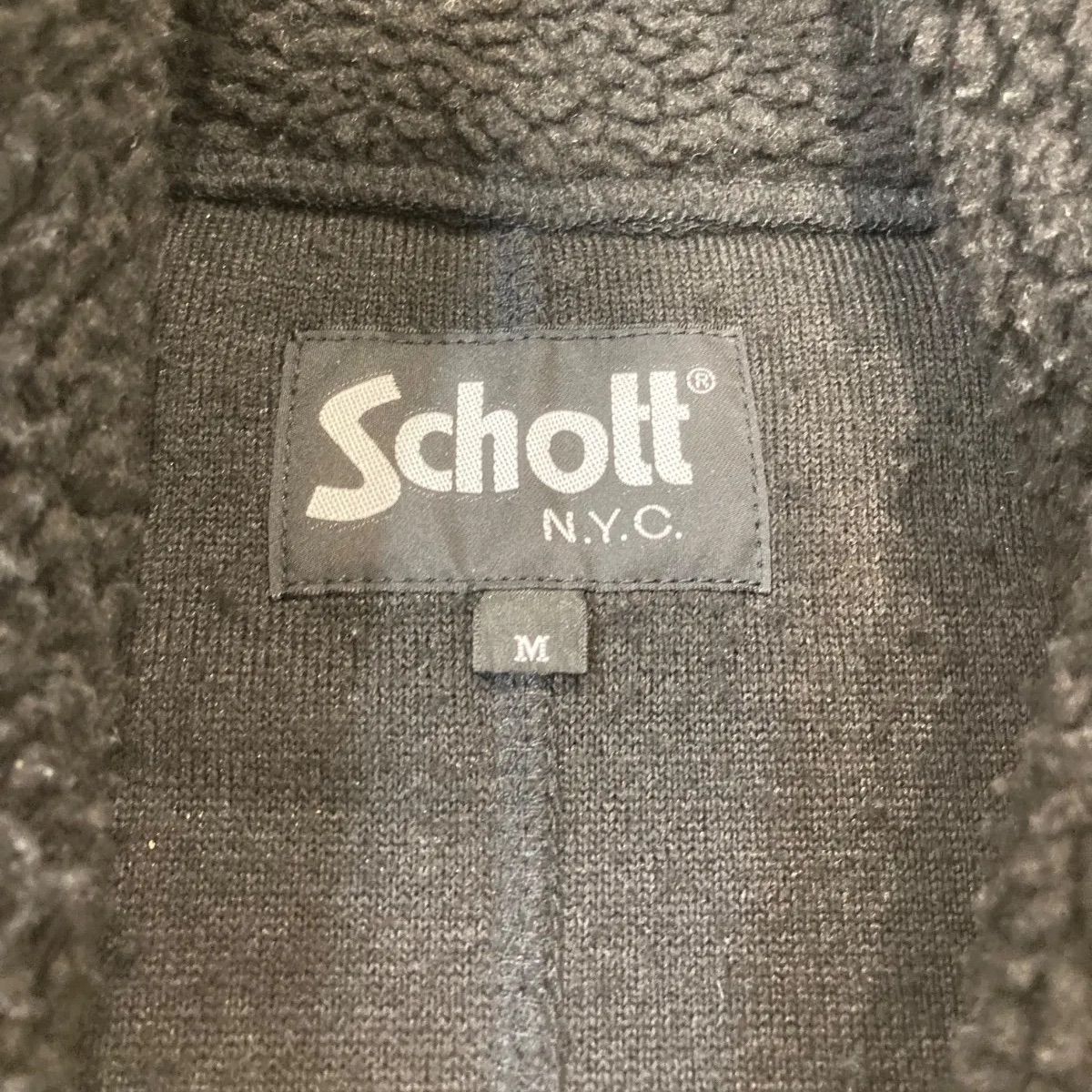 Schott ショット 3112057 レザーポケットパイルベスト サイズM 
