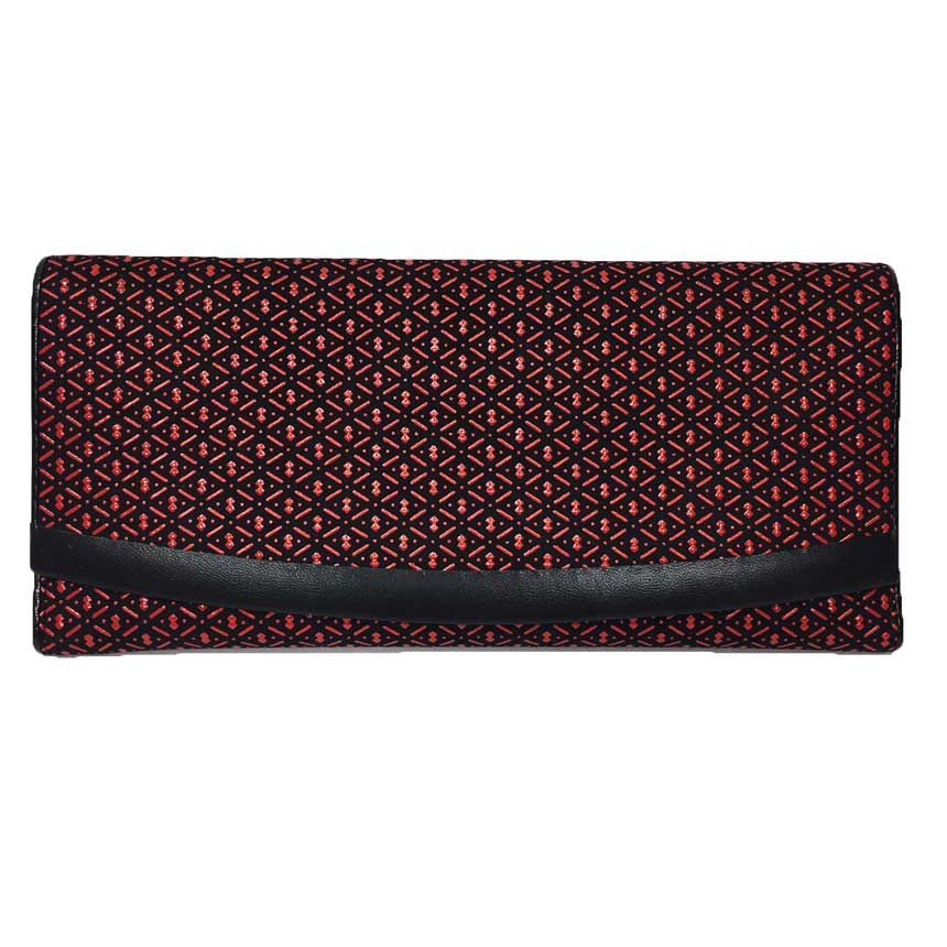 印傳屋印伝甲州印伝長財布鹿革ブラック×レッドaq10252