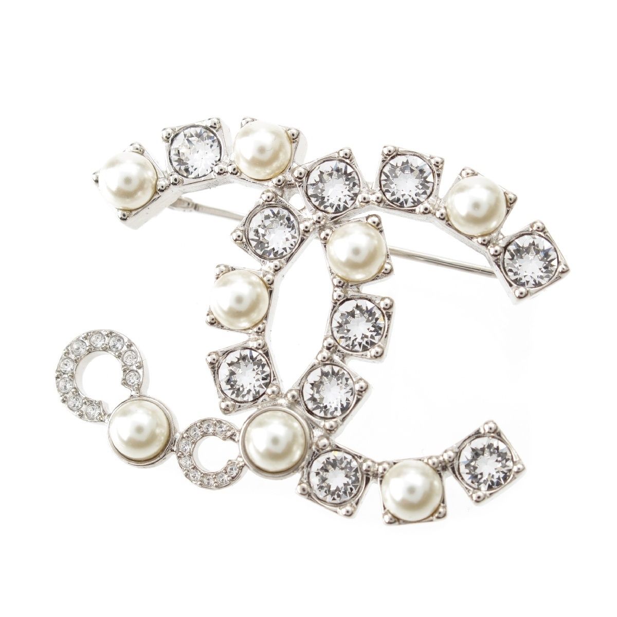 シャネル 25SS ココマーク ラインストーン ブローチ ABF726 シルバー  